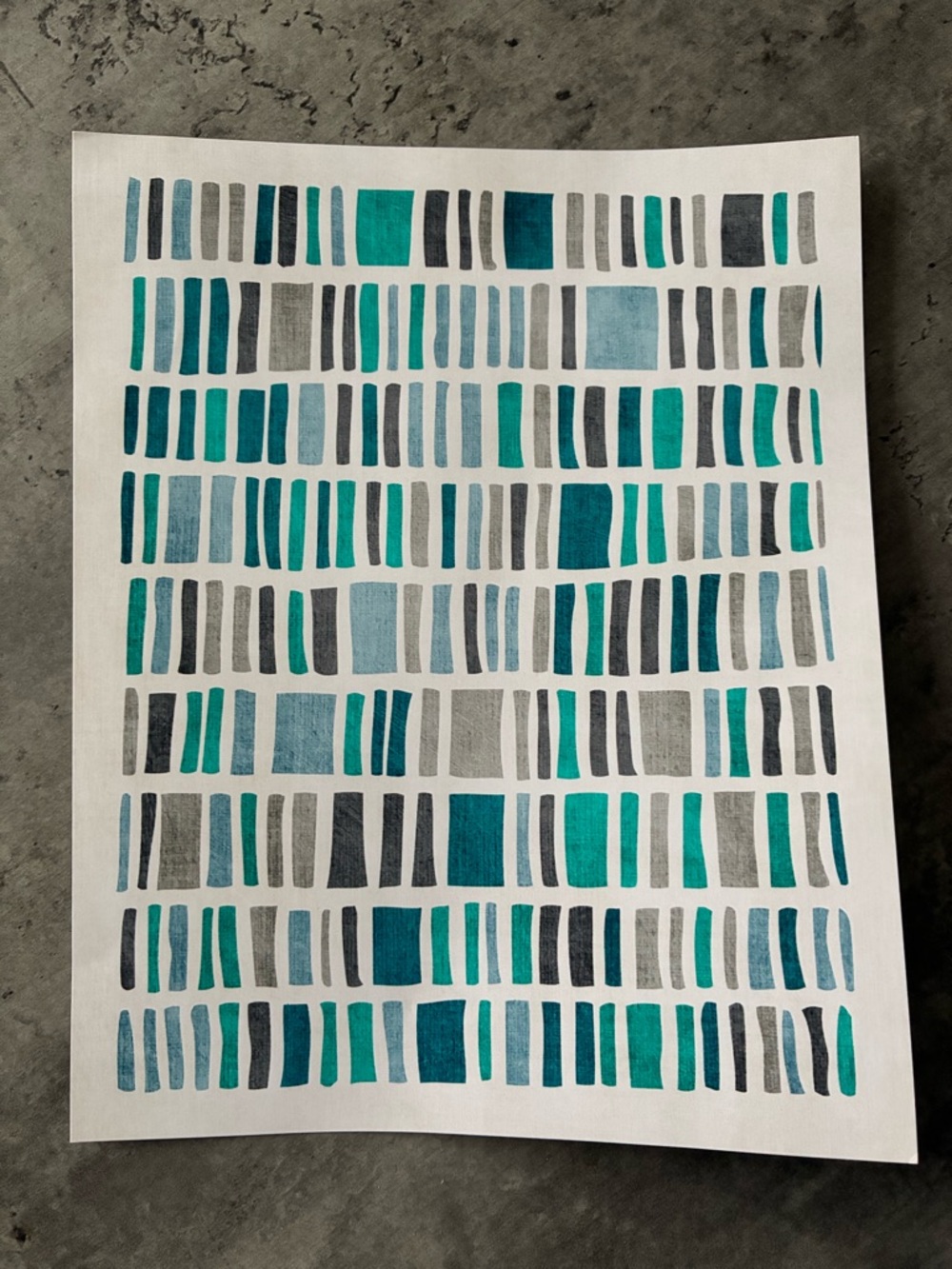 Abstract Teal and Gray Geometric Print